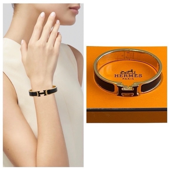 Hermes Clic H Bracelet - Black & Gold - Picture 1 of 15
